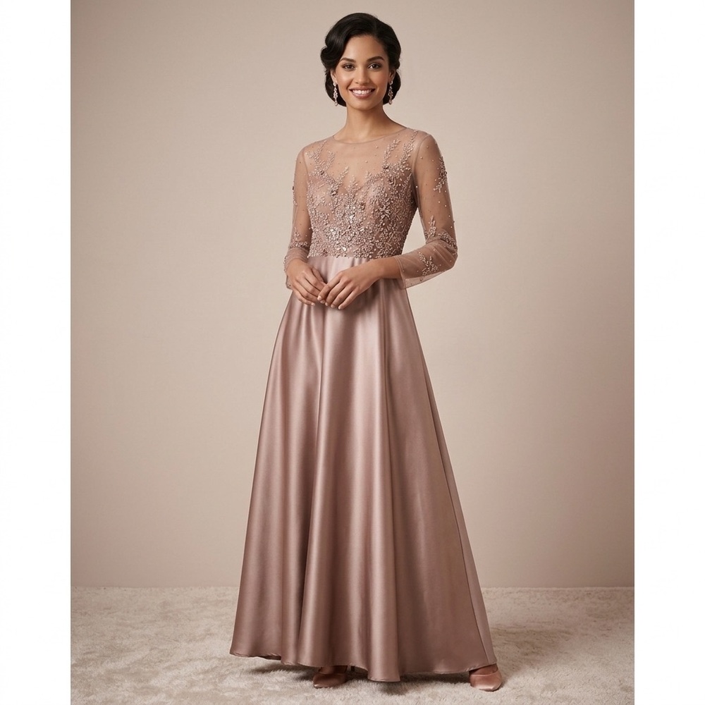 BHLDN Hitherto Aura Gown | Mauve Beaded Illusion Formal Dress | Size 6